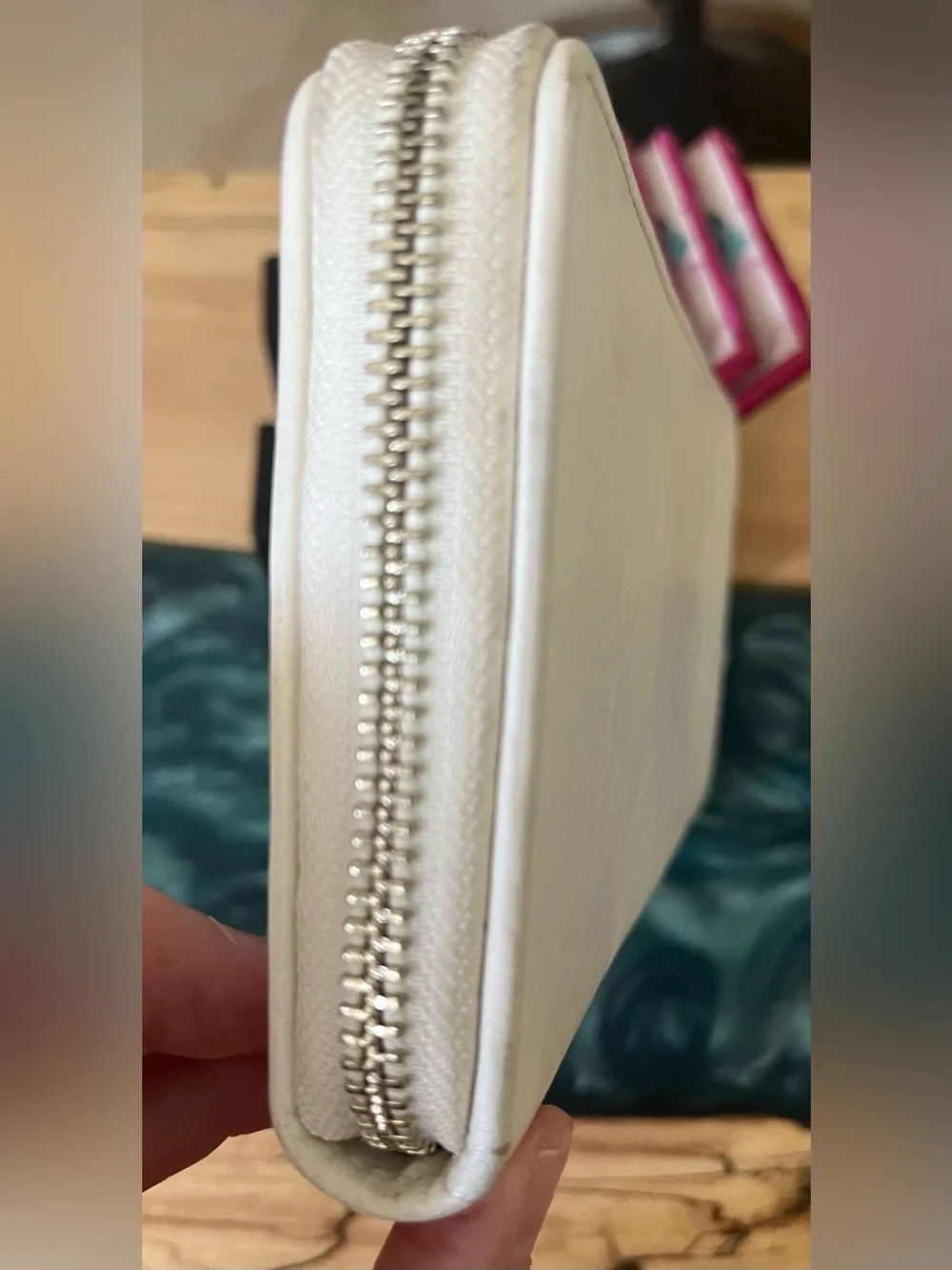 Ralph Lauren White Leather Women's Zip around wallet